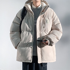 冬季青少年灯芯绒连帽棉衣潮牌羊羔毛加绒加厚棉服外套5305-P85，男装棉衣，电商B306