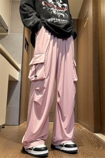 8XL-M特大码冰丝裤男美式工装裤高腰垂感宽松防晒阔腿裤K962P45，男装休闲裤，电商D206-1