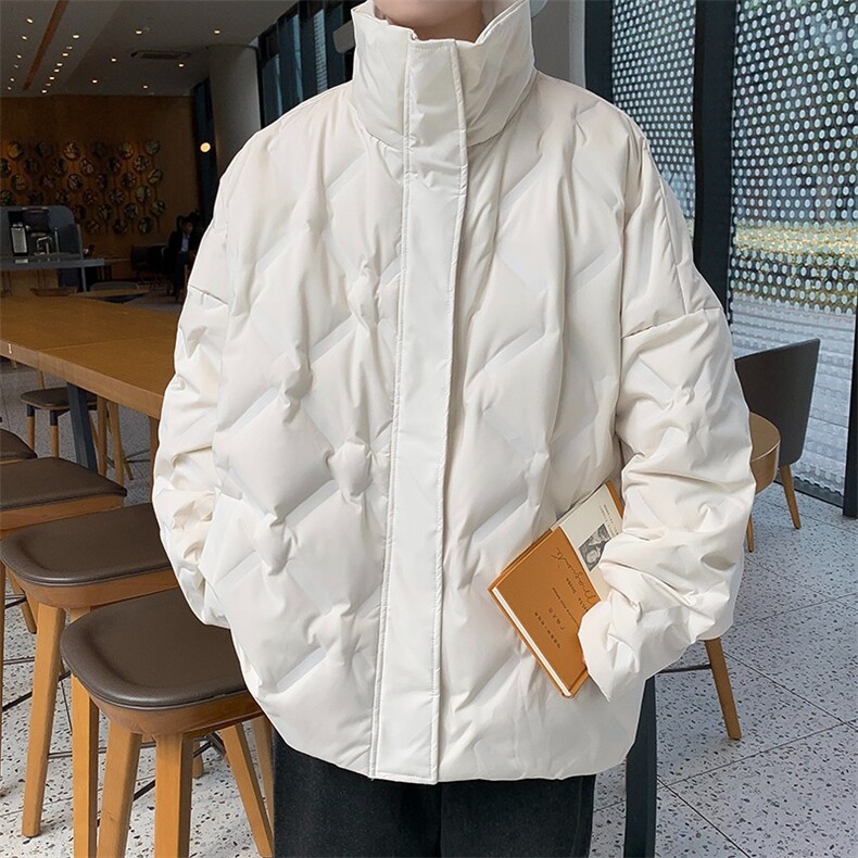 冬季美式菱形格棉服外套男痞帅炸街宽松保暖立领短款面包服,男装棉衣,星座410-6（原星座1304-1）