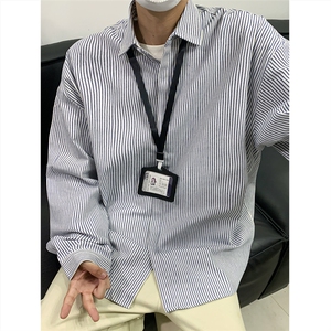 美式黑白条长袖衬衫 加厚版本 C5889-特P28 蓝图片