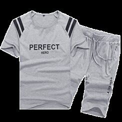 2021年夏款全棉加肥加大短袖套装大码运动套装男1678款P65，男装套装，星座802