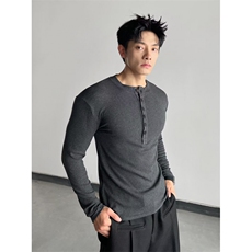 1506/QCW2100/P50潮流感亨利领长袖针织衫男秋冬修身上衣罗，男装针织衫/毛衣，星座1506