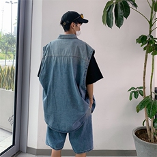 TZ37-P85日系复古潮流牛仔套装，男装休闲套装，星座1501-1