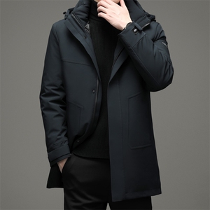 新款脱卸帽羽绒服中年男中长款冬休闲脱卸内胆外套DFLDY1027-P330图片
