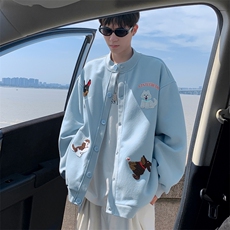 加绒加厚冬款男女开衫卫衣卡通动物刺绣保暖外套WY236P58，男装棉衣，星座1013-1