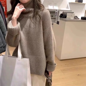 设计感小众高领打底衫女宽松套头针织毛衣高级感百搭图片