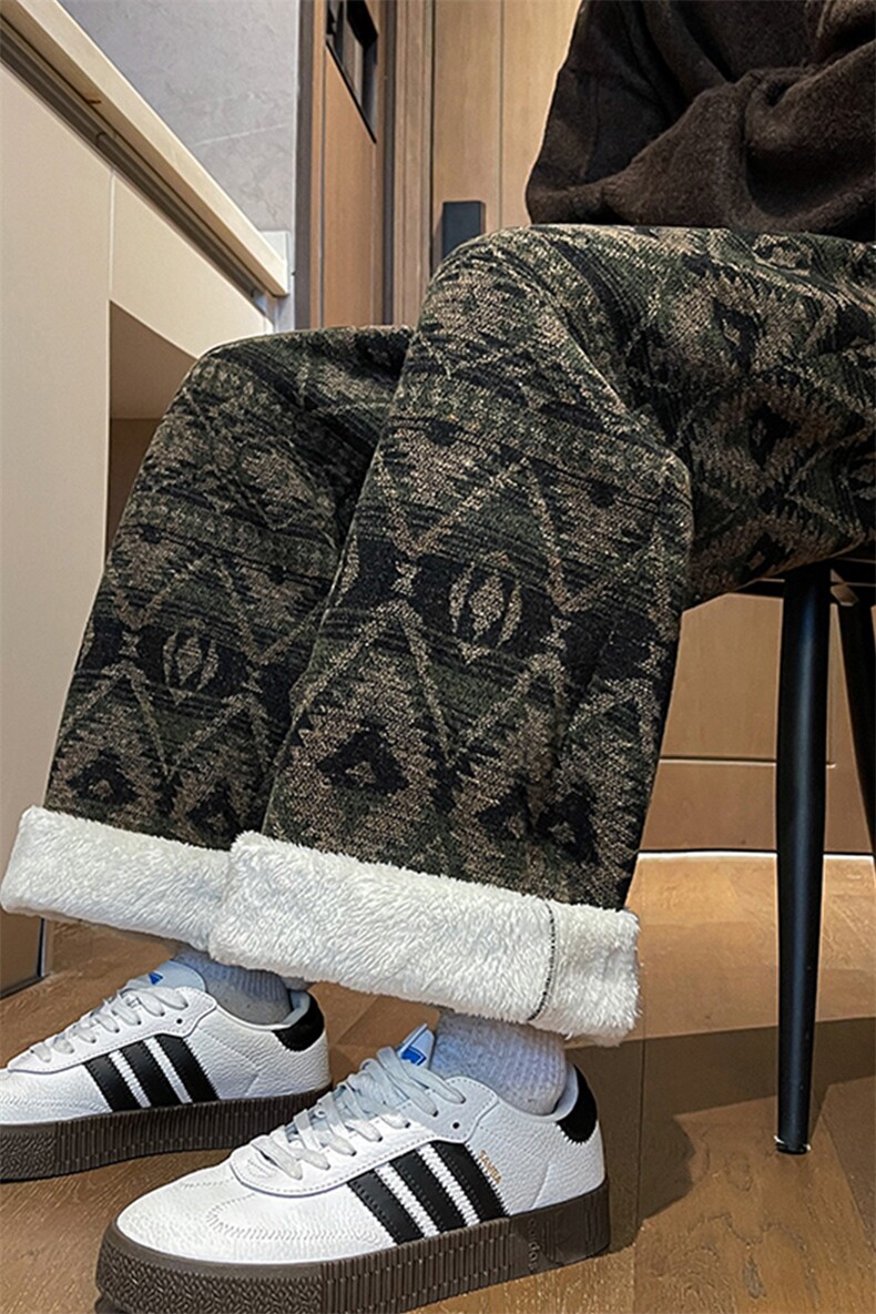 8XL-M羊羔绒裤子男冬季加绒加厚民族风重磅针织棉裤大码KZ023P78,男装棉裤,电商B312