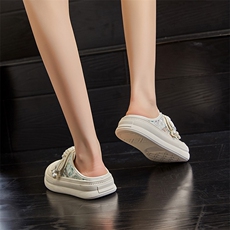 魔术贴包头拖鞋女2024夏季新款厚底外穿时尚凉拖休闲百搭透气半拖，女鞋拖鞋，电商A223