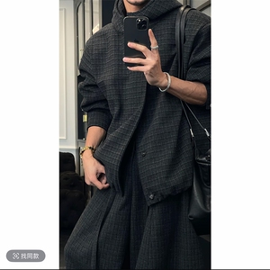 抖音高级保暖连帽棉服外套弯刀裤套装TZ353上衣135裤子78网图图片