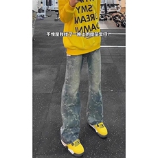 W9618-P48网图现货美式复古潮流直筒牛仔裤百搭长裤，男装牛仔裤，星座1608-2