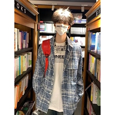 慵懒简约潮流新款日系气质原宿时尚文艺流行做旧扎染衬衫HCS211，男装衬衫，星座208-5