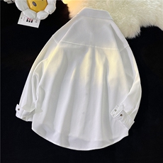 港风平铺华夫格工装长袖衬衫女大码M-5XL情侣长袖衬衫男CS7754P45，男装衬衫，星座227-7