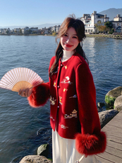 现货新款2183-P390-K569双面羊绒带袖毛狐狸毛可脱，女装双面呢大衣，然然