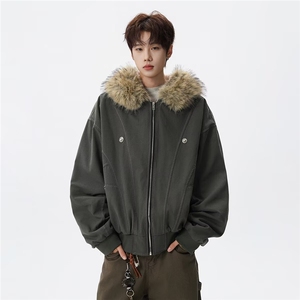 9929-加绒P93 2025美式复古座山雕派克棉服外套男女冬季毛领图片