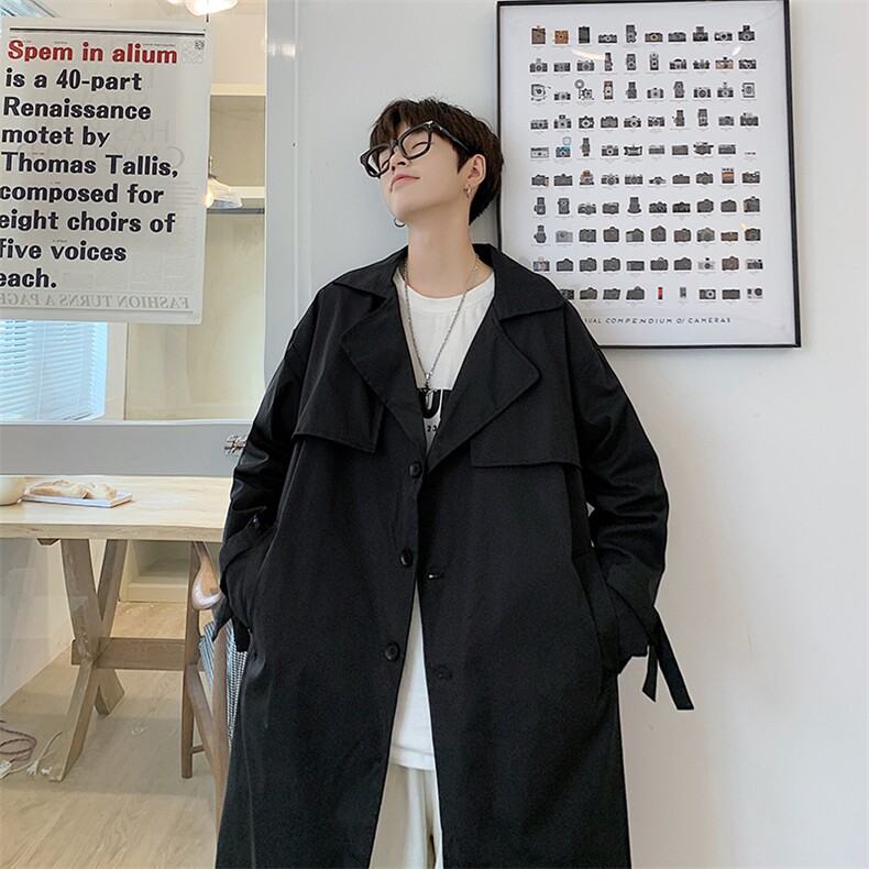 港风模特中性风男士大码中长款风衣女外穿大衣insFY91P115限138,男装风衣,电商A089-1