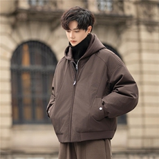 设计分割羽绒服夹克男2025冬装连帽羽绒外套拉链8123-P415控798，男装夹克，电商A355（原A415）