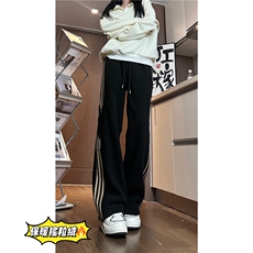 2025冬季新款潮流条纹保暖摇粒绒宽松休闲裤B315-K898-p55控78，男装休闲裤，电商B315