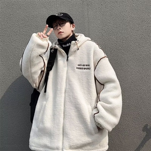 羊羔绒棉衣外套男女同款冬季棉服撞色连帽保暖夹克棉袄子 W63图片