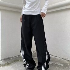 美式设计感条纹拼接休闲西裤男女2026新款高街宽松百搭裤子X191，男装西裤，星座601-1