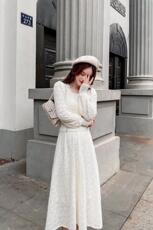 现货、磨毛连衣裙、配珍珠腰带，女装连衣裙，艾丹迪蔓