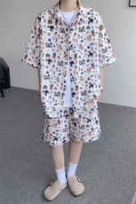TZ1149-特48控88多色海滩冰丝凉感大码套装衬衫速干运动两件套，男装休闲套装，电商A059