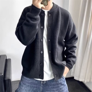 M017-P49 秋冬季新款开衫毛衣男生韩系时尚青年百搭休闲纯色图片