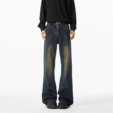 美式复古水洗解构牛仔裤男秋冬设计感宽松直筒裤弯刀微喇休闲长裤,男装牛仔裤,星座813-2,四季星座 美式复古水洗解构牛仔裤男秋冬设计感宽松直筒裤弯刀微喇休闲长裤,男装牛仔裤,星座813-2,四季星座