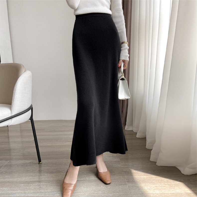 秋冬时尚高级感百搭羊毛A字半身裙，女装半身裙，丹芙娇羊绒