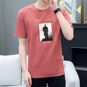 夏季新款男士100%棉印花圆领休闲短袖T恤XZ313B-2T1132图片