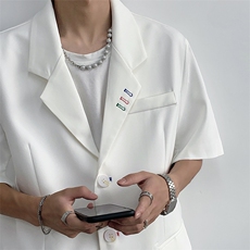 短袖西装外套男春夏设计感小众痞帅宽松西服-X105，男装西服，星座512-1（原513-3）
