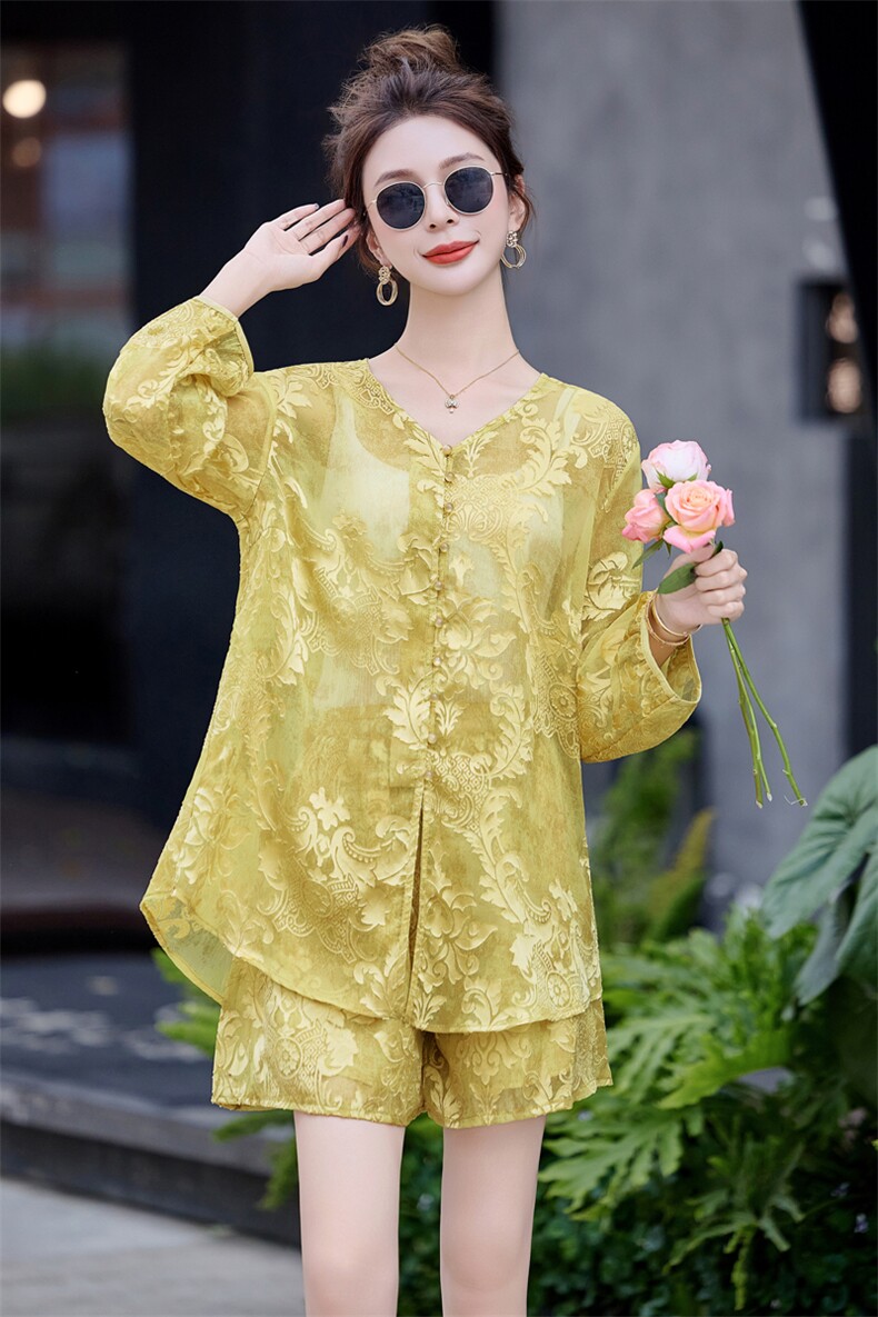2025夏装新款新中式提花两件套,女装套装/套裙,曼琳思菲