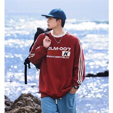 港风圆领字母印花图案设计袖子三杠织带潮流卫衣男WY77762P48控68，男装卫衣，星座227-7