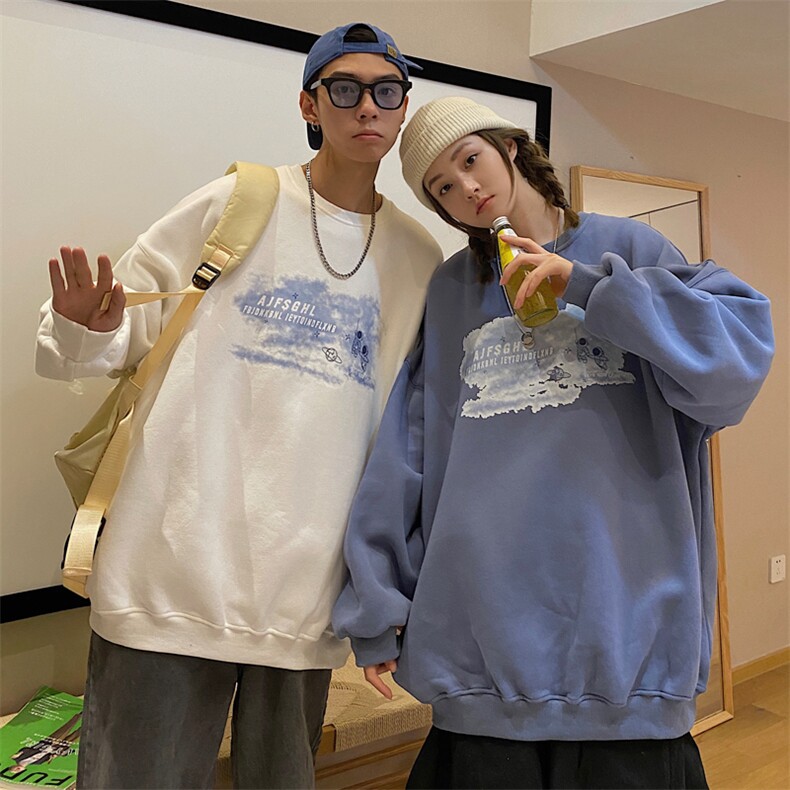 情侣装秋装太空人印花情侣卫衣女宽松百搭外套G939P33男类,女装短外套,电商A339