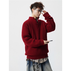 8807-P58 2025年秋冬季新款休闲毛衣男士时尚立领长袖宽松针织衫，男装针织衫/毛衣，电商A113