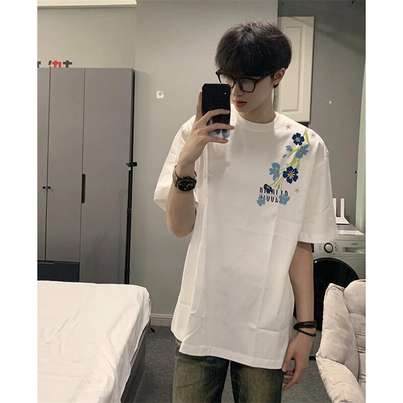 万针全刺绣解构设计260克重磅双纱纯棉高品质美式高街短袖T恤特39，男装T恤，电商A486