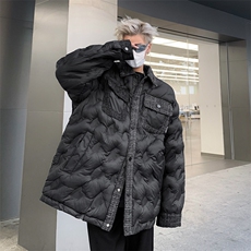 小香风格子棉服男冬季加厚小众高级感情侣棉衣oversize外套潮，男装棉衣，星座410-7