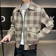 轻熟风男士秋冬格子2025秋季长袖夹克店主风JK8005-P130，男装夹克，电商A236
