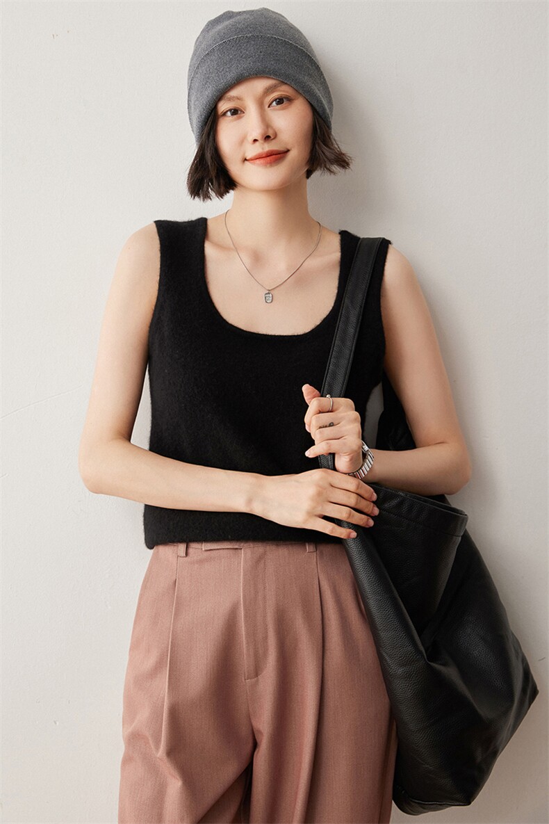 女秋冬新款针织背心保暖舒适2024年秋冬季,女装背心吊带,蒂暖羊绒