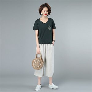 2021年夏新款套装休闲大码宽松女套装3205款图片