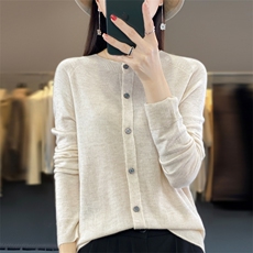 2025秋冬新款圆领羊毛开衫女毛衣针织外套时尚打底衫上衣宽松，女装针织衫/毛衣，大美人高端店