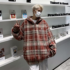 高品质秋冬男毛呢连帽夹克衫字母刺绣加厚条纹拼接外套JK9288P65，男装夹克，星座1013-1
