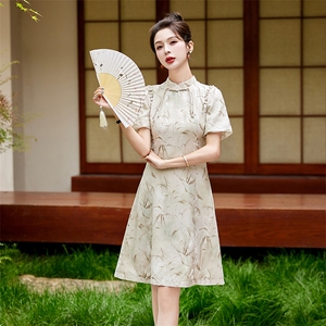 新中式国风连衣裙女装2024夏新款小个子高端妈妈气质改良旗袍裙子图片