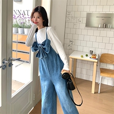 上新！时尚牛仔背带裤套装2c113-8861-p165-k238，女装套装/套裙，2C113