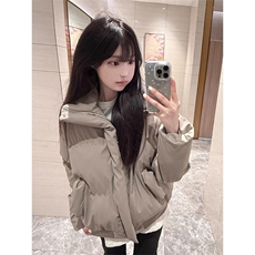 现货5W件冬季三防重磅硬挺boxy短款羽绒立领PU皮棉衣外套加厚棉服，男装棉衣，电商A486
