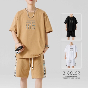 青少年夏季2025短T短裤一套潮牌帅气休闲套装XZ301b-2-TZ16TP38图片