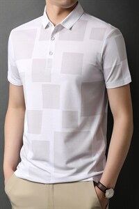 短袖t恤男polo翻领夏季商务休闲纯色微弹体恤衫男装上衣图片