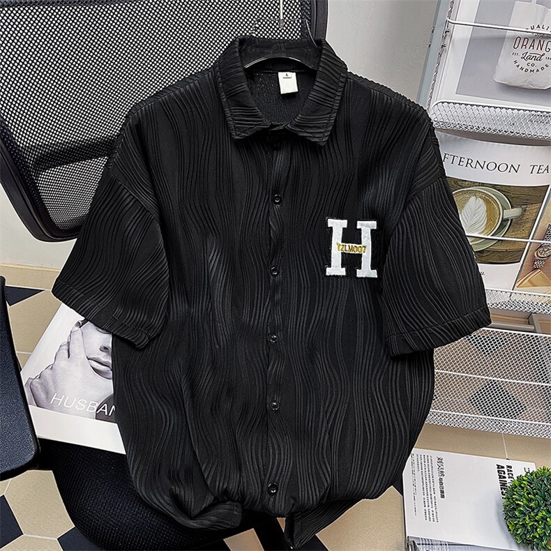 1港风短袖衬衫情侣大码M-5XL中性风网红短袖衬衫DSC7767特P35控58，男装T恤，星座226-2