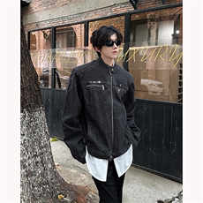 现货！25重工水洗金属牛仔垫肩短款夹克外套9975-特p95，男装夹克，电商B288