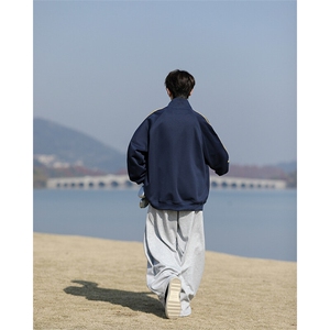8XL-M三条杠运动卫衣特大码美式条纹立领夹克开衫外套JK5205/P65图片