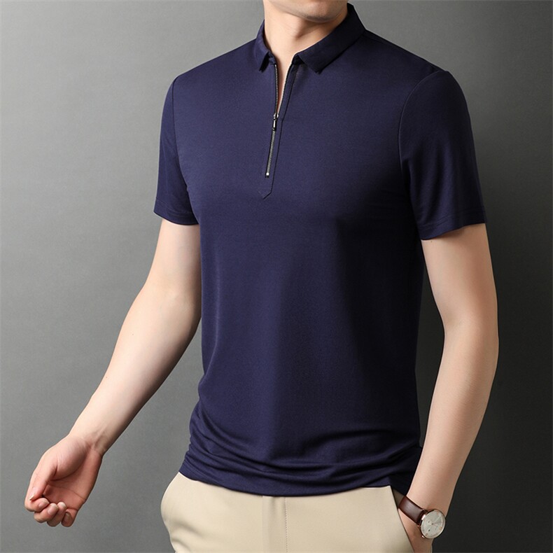 男士短袖t恤潮流休闲2023夏季新款立领拉链衣服夏天上衣,男装T恤,电商B212（原钱塘6029）